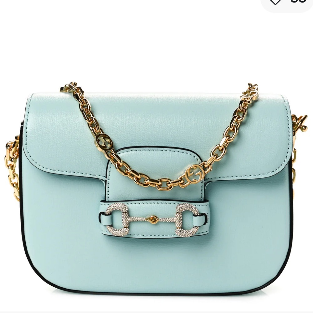 GUCCI Azalea Calfskin Crystal GG Monogram Mini Horsebit 1955 Bag - Picture 4 of 9